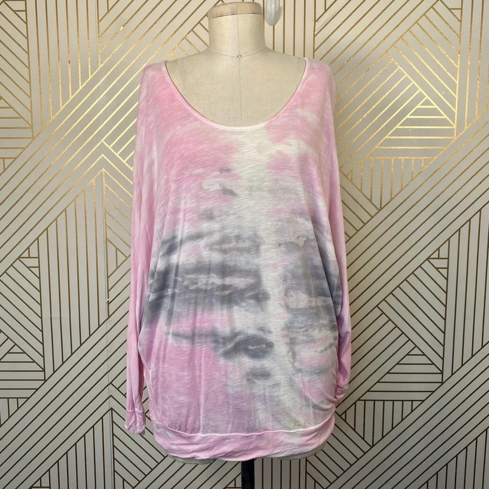 Young Fabulous & Broke Pink Tie Dye‎ Dolman Top Size Medium